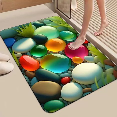 Tapis antidérapant 3D en diatomite, lot de tapis 50x80cm et 40x60cm, vert, matériau technique, absorbant l'eau (1/5)