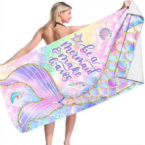 Serviette de plage - - 75x150cm - Microfibre épaisse - Lavable - Double velours (1/5)