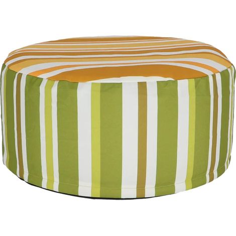 Pouf Extérieur Bayadère Vert Orange - Multi - 54 x 54 x H 27 cm - Livraison gratuite