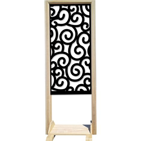 GHIRIGORI - Separè - Paravento modulabile - 70x190cm - in Legno e PVC Nero (1/3)