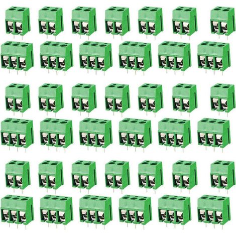 100 pcs PCB Vis Connecteur, Bornier à Souder Vert 5mm, Bornier à Vis de PCB Circuit Imprimé 2 Broches (Pin) et 3 Broches (Pin) (1/5)