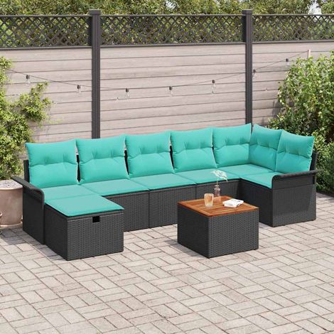 Teenpull – Gartensofa-set 8 Stk. Schwarz Poly-Rattan (1/5)