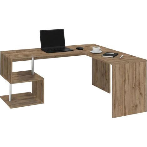Dmora - Schreibtisch Dmassaro, Eckschreibtisch mit PC-Halterung, Mehrzweck-Bürotisch, platzsparender Schreibtisch mit mehreren Positionen, 100 % Made in Italy, cm 160x60h78, Eiche