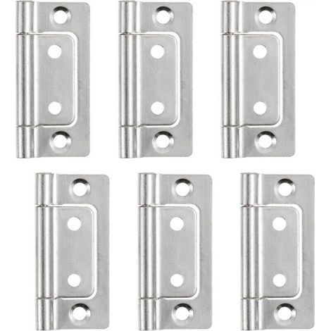 Charnières pliantes 51 x 25 mm, 6 pièces, pour portes encastrées, silencieuses, pour portes, fenêtres et armoires, argentées (1/4)