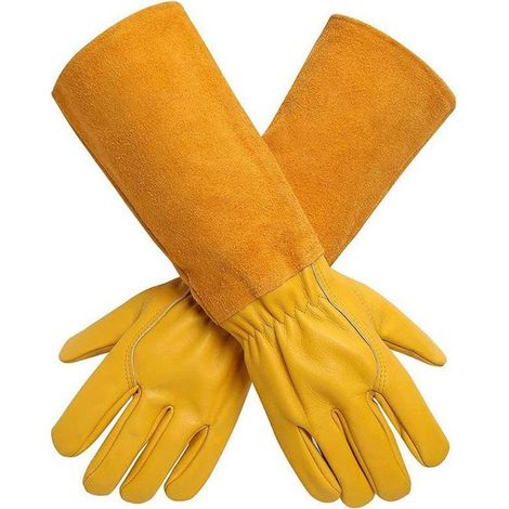 Rose Gloves Thorn-resistant Leather Gloves Long Gardening Gloves for Men Women Breathable Cowhide Leather Gloves with Forearm Protection for Garden and Tasks