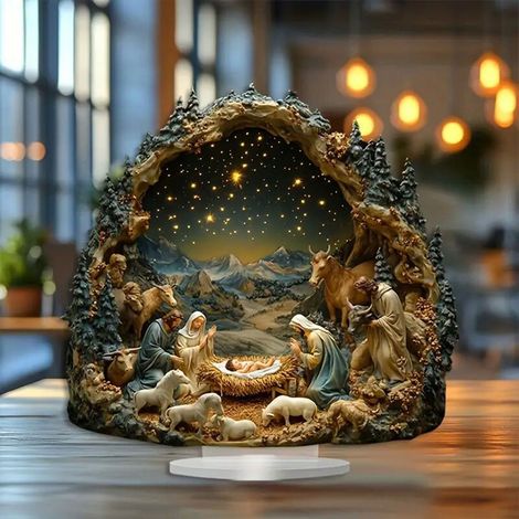Crèche De Noël - Décoration De Bureau Et De Bureau - Figurines Religieuses En Résine - Pour Bureau Maison École - Lot De 1 (1/5)