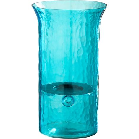 Photophore Étroit en Verre "Tarifa" 34cm Bleu Azur