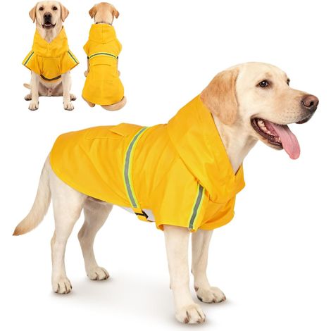 1 Manteau de pluie pour chien, imperméable avec capuchon, bandes réfléchissantes, fermeture, pour petits moyens grands chiens (1/5)