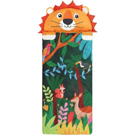 Sac de Couchage Enfant, Tapis de Sieste Pliable 150×60cm,Lions mignons (1/5)