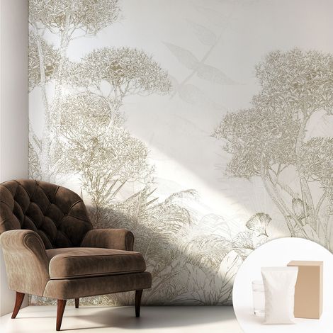 Carta Da Parati In Vlies Decorativa Per Pareti - Con Motivi Moderni - Con Colori Intensi - Per Ufficio vegetazione tropicale 250x250 cm (1/5)