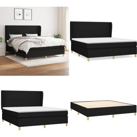 Boxspringbett mit Matratze Schwarz 160x200 cm Stoff - Boxspringbett - Doppelbett - Schlafraumgestaltung - Bettenausstattung - Massivholzbette - Home & Living (1/5)
