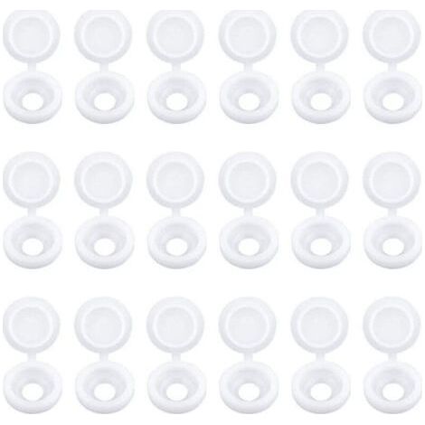 Pack of 100 White Hinge Screw Caps Plastic Screw Caps for Furniture Cupboards Shelves (1/5)