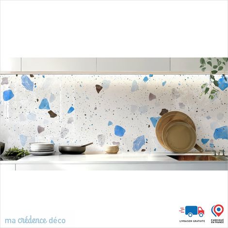 Crédence : Terrazzo Chromatique - Couleur Bleu mer - Alu composite - 60 - 120 (1/3)