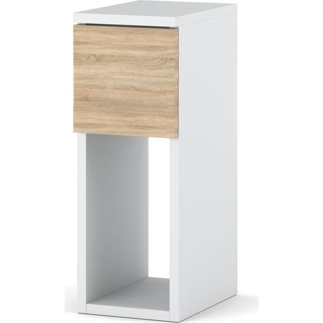 MESITA DE NOCHE SONOMA BLANCA ESTRECHA DE 20 CM NAKASTLIK PARA DORMITORIO TIPO LOFT