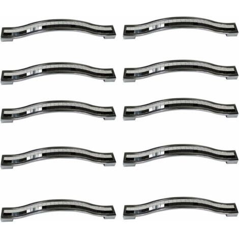 Lot de 10 poignées de tiroir en alliage strass cristal pour commode armoire de cuisine placard, noir et blanc, 128MM-10PCS (1/4)