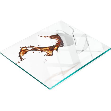 Pizarra decorativa multifuncional de vidrio para cocina con diseño de café derramado, 60x52 cm. (1/5)