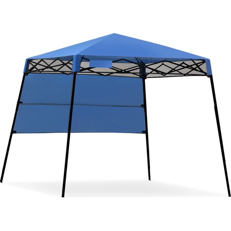 Tonnelle pliante bleue 2,13 x 2,13 m en acier avec hauteur réglable et sac à dos pour jardin, camping et marchés (1/5)