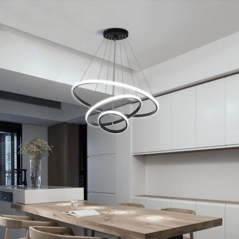 Suspension - 60 x 85 cm - Grand modèle - LED - 57 W - 3000 K/4500 K/6500 K - Sans variateur - Hauteur réglable - Noir (1/5)