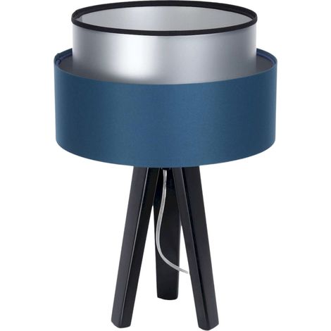 Lampe à poser satin bleu nuit intérieur argenté élégant - Bleu marine satiné intérieur argenté (1/5)