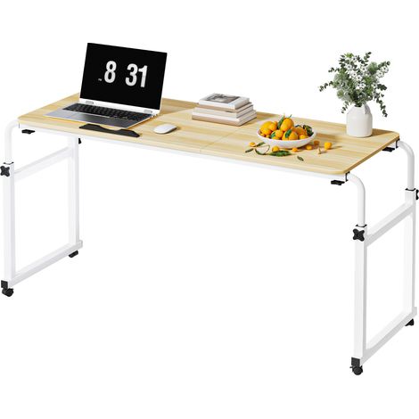 Table d'ordinateur, support pour ordinateur portable en travers du lit, roulettes rétractables et verrouillables, 120×40×85cm. (1/5)