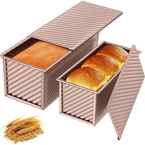 Pièces Moule Pain de Mie avec Couvercle, Moule à Pain Antiadhésif, Moule a Brioche Rectangulaire pour la Cuisson des Toasts, Pain, Gâteaux, rose (1/5)