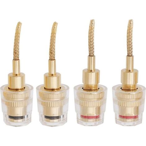 Lot de 4 fiches bananes pour haut-parleurs, fiches bananes femelles 4 mm, connecteur tressé 2 mm, connecteur banane (1/5)