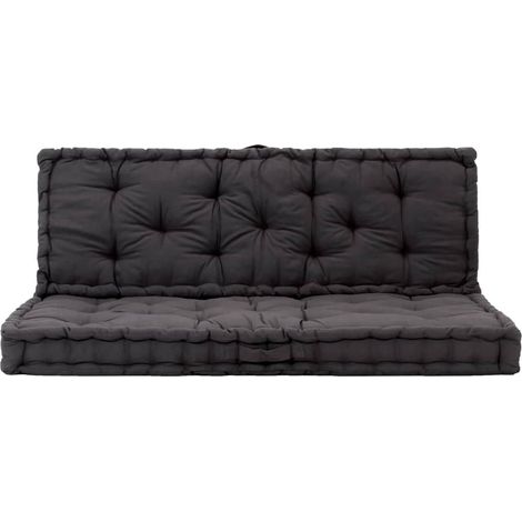 Coussins de plancher de palette lot de 2 Coton Noir CFW55496 (1/5)