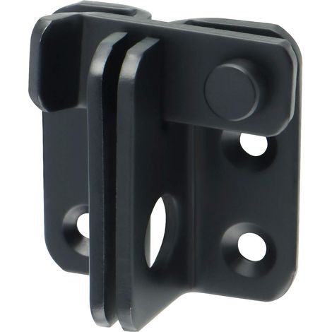 Serrure de sécurité pour portes de salle de bain, de garage et de fenêtres coulissantes, en acier inoxydable noir mat - petite taille avec clous à gauche et à droite. (1/4)