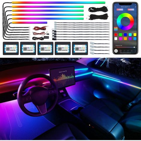 Kit éclairage LED intérieur voiture Dreamcolor RGB 18 en 1, 600 LEDs, actif musique, universel