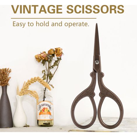 Ciseaux de couture vintage en acier inoxydable, outil de coupe classique pour loisirs créatifs (1) (1/5)