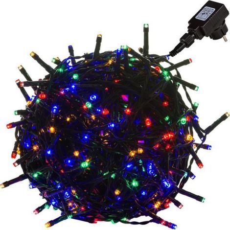 Guirlande Lumineuse LED - 200 LED Multicolore - 20 M - Câble Vert - IP44 - Intérieur Extérieur (1/4)
