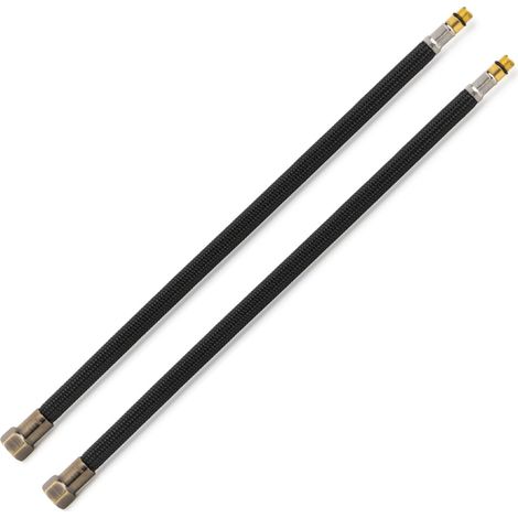 2 Flexibles sanitaires NOIR POLYMÈRE Øintér.8mm - Femelle 3/8" BRONZE VIEILLI - Mâle M10x1 - 400mm - TAQ PREMIUM