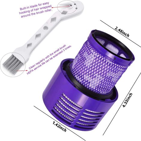 Dyson V10 SV12 Filter, 2 Pack Replacement Filters for Dyson V10 SV12 Cyclone Series Vacuum Cleaner, V10 Absolute Animal Motorhead Total Clean SV12 Cordless Accessory DY-969082-01 (1/4)