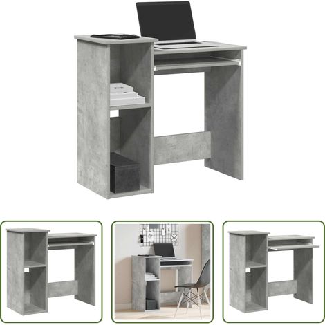 Bureau bois d'ingénierie - Bureau avec étagères gris béton 84x40x78 cm bois d'ingénierie (1/5)