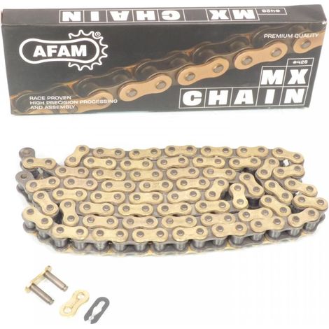 Chaîne de transmission 112 maillon pas 428 Afam pour moto (1/4)