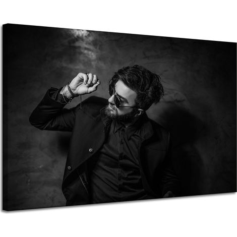 Lienzo impreso en blanco y negro, Hombre, 120x80 cm
