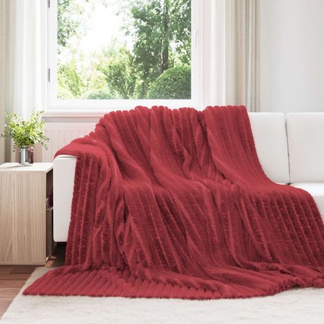 Überwurfdecke Bordeauxrot 270 x 240 cm Fleece