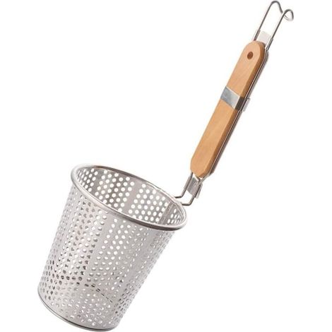 Passoire à pâtes italienne avec manche en bois, tamis fin pour les raviolis et les légumes, ustensile de cuisine robuste et élégant - Crezuo