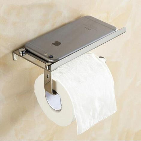 Handyhalter aus Edelstahl 304 mit Ablage für Badezimmer – Handtuchhalter für Telefon und Toilettenpapier