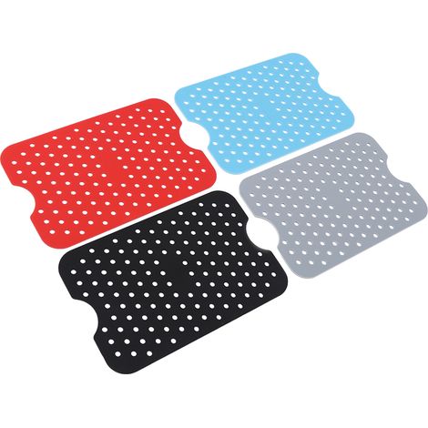Lot de 4 tapis de cuisson réutilisables en silicone haute résistance à la chaleur pour friteuse, avec table de cuisson (1/5)