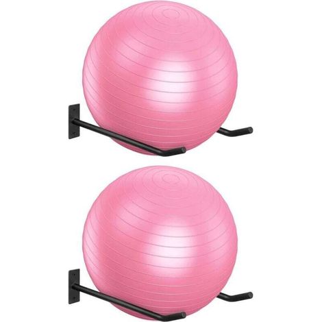 Support Mural Métal pour Ballon de Fitness et Yoga – Lot de 2, Noir, Stable pour Maison ou Studio Ortviai (1/4)