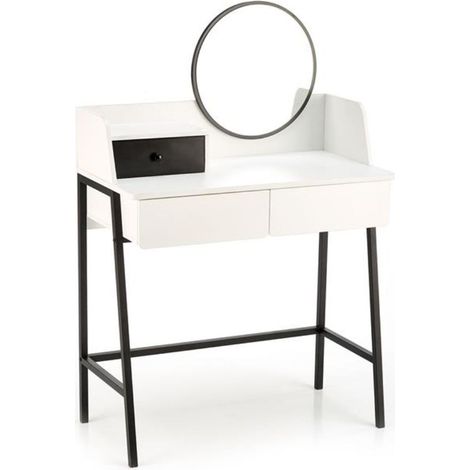 Coiffeuse design noire et blanche avec miroir et 3 tiroirs Morning (1/5)