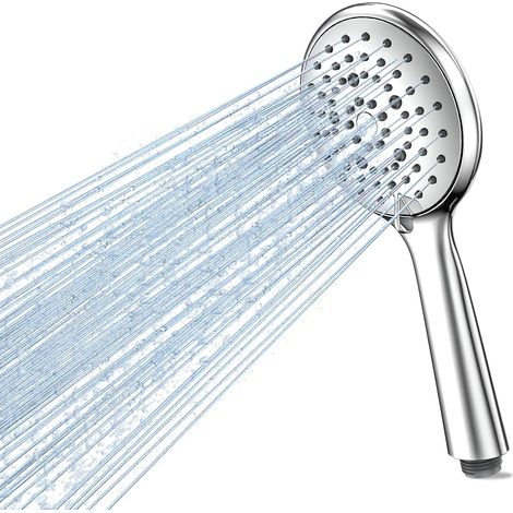 Cabezal de ducha de alta presión, antical, 5 modos de rociado  Cabezal de ducha ultraligero para baño, boquillas de silicona autolimpiables, ahorro de agua, ABS inoxidable, cromo plateado (1/5)