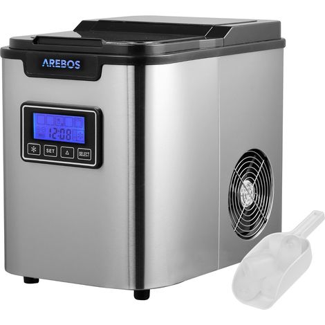 AREBOS Macchina per Cubetti di Ghiaccio Acciaio Inossidabile 2,2L LCD 12 kg/24h (1/5)