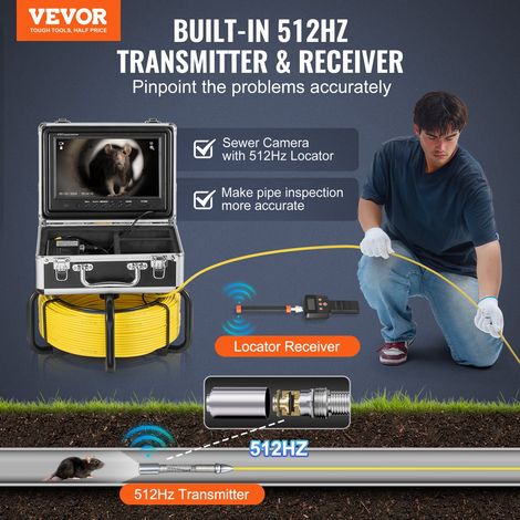 Caméra Inspection Canalisation 30 m Endoscope Drain Autonivellement avec Localisateur 512 Hz, Écran 1080P 9'', Zoom 36X, Étanche IP… (1/5)