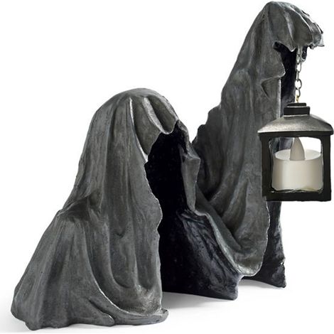 Fantôme lanterne horreur sans visage, sculpture polie, fête bureau, blanc, décoratif, ornement, hommes (1/5)