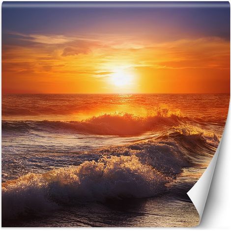 Papier peint Vague de mer Coucher de soleil 200x200 (1/5)
