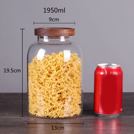 Bocal hermétique en verre et bois avec couvercle, idéal pour ranger les aliments dans la cuisine et sur le plan de travail.-AquaForge (1/5)