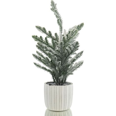 DPI – Sapin de Noël enneigé en pot blanc – Plastique et ciment, hauteur 42 cm (1/2)