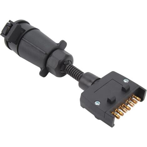 Fiche Adaptateur de Remorque, Prise de Câblage de Remorque Ronde Femelle à Mâle Plat à 7 Broches, Connecteur de Câblage Simple à Utiliser pour Remorque de Bateau de Caravane (1/5)